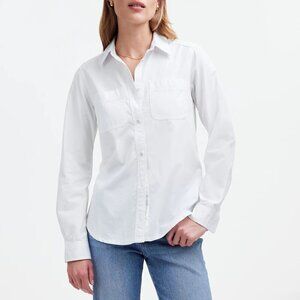 Madewell Denim Button-Up Shirt Eyelet White Garment-Dyed White Size L NWOT